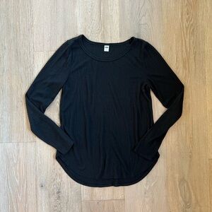 Old Navy Black Ribbed Long Sleeve Top Womens Size Medium